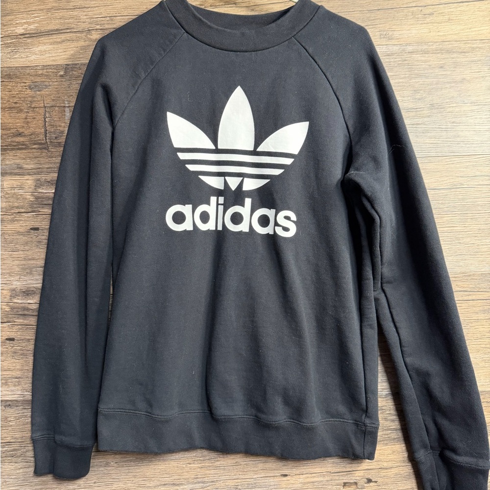 adidas Black Sweatshirt with White Trefoil Logo